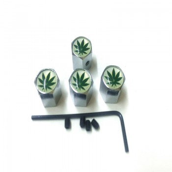 4PCS/lot  Anti-theft Style Green Maple Leaf Logo Car Badge Wheel Tire Valve Cap Tyre Dust Caps For Car