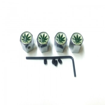 4PCS/lot  Anti-theft Style Green Maple Leaf Logo Car Badge Wheel Tire Valve Cap Tyre Dust Caps For Car