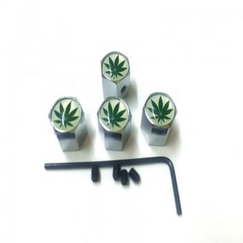 4PCS/lot  Anti-theft Style Green Maple Leaf Logo Car Badge Wheel Tire Valve Cap Tyre Dust Caps For Car