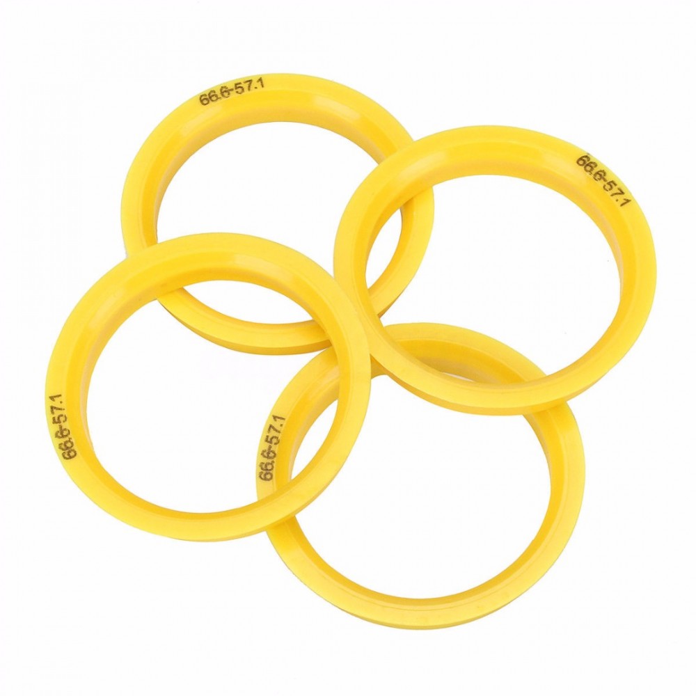 4Pcs 66.6-57.1mm Yellow Plastic Wheel Hub Centric Rings For Audi Skoda Wheel Rim Parts Car Accessories