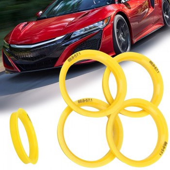 4Pcs 66.6-57.1mm Yellow Plastic Wheel Hub Centric Rings For Audi Skoda Wheel Rim Parts Car Accessories