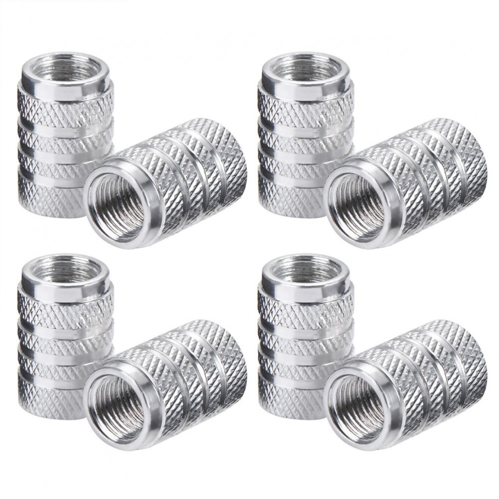 8pcs Tire Stem Valve Caps Aluminium Car Dustproof Caps Tire Wheel Stem Air Valve Caps (Silver)