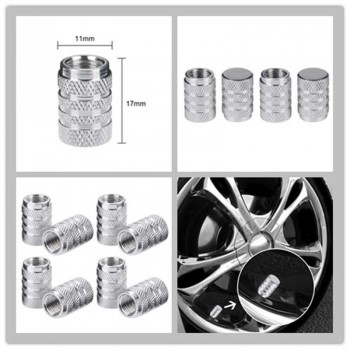 8pcs Tire Stem Valve Caps Aluminium Car Dustproof Caps Tire Wheel Stem Air Valve Caps (Silver)