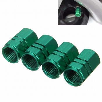 4 PCS Aluminum Car Wheel Tire Valve Cap Green Tyre Valve Air Stem Caps Cover Universal Car Styling Tire Accessories