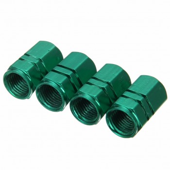 4 PCS Aluminum Car Wheel Tire Valve Cap Green Tyre Valve Air Stem Caps Cover Universal Car Styling Tire Accessories