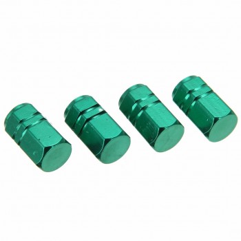 4 PCS Aluminum Car Wheel Tire Valve Cap Green Tyre Valve Air Stem Caps Cover Universal Car Styling Tire Accessories