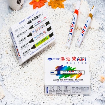 1pc Waterproof Lacquer Oil Pen Car Wheel Tire Pen Mark DIY Black Card Album Oily Metal Pen Permanent Paint Marker Pen 12 Colors