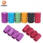 POSSBAY 4Pcs Universal Aluminum Car Tyre Air Valve Caps Bicycle Tire Valve Cap Car Wheel Cover Styling Round Tire Accessories
