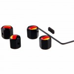 4pcs/set Theftproof Stainless Steel German Flag Car Wheel Tire Valves Tyre Stem Air Caps Airtight Cover Black