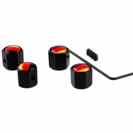 4pcs/set Theftproof Stainless Steel German Flag Car Wheel Tire Valves Tyre Stem Air Caps Airtight Cover Black