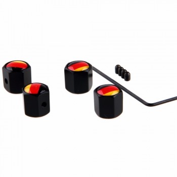 4pcs/set Theftproof Stainless Steel German Flag Car Wheel Tire Valves Tyre Stem Air Caps Airtight Cover Black