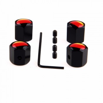 4pcs/set Theftproof Stainless Steel German Flag Car Wheel Tire Valves Tyre Stem Air Caps Airtight Cover Black