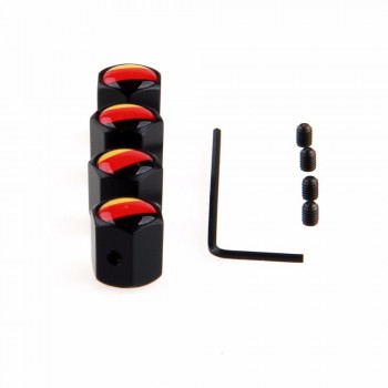 4pcs/set Theftproof Stainless Steel German Flag Car Wheel Tire Valves Tyre Stem Air Caps Airtight Cover Black