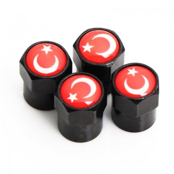 Auto Wheel Tire Valves Tyre Stem Air Caps Turkey national flag Emblem Case For Seat Mazda audi Car-Styling Car Accessories 4pcs