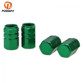 POSSBAY Green Aluminum Car Wheel Tire Valves Tyre Stem Air Caps Airtight Cover for VW Peugeot Honda Toyota Wheel Valve Cap