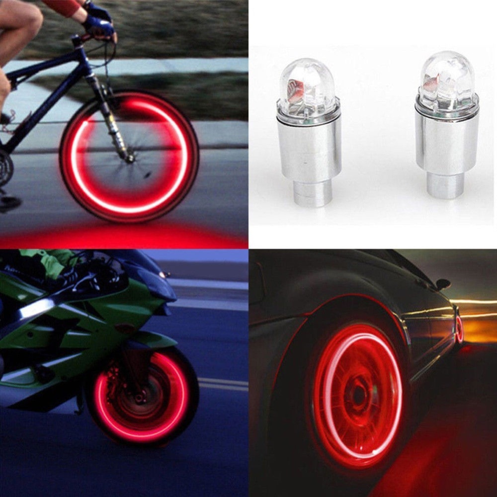 Bostar 2Pcs Super Bright Tire Valve Caps Lights Muiticolor Auto Motorcycle Bike Accessories Neon Strobe LED Tire Lamp  #281366