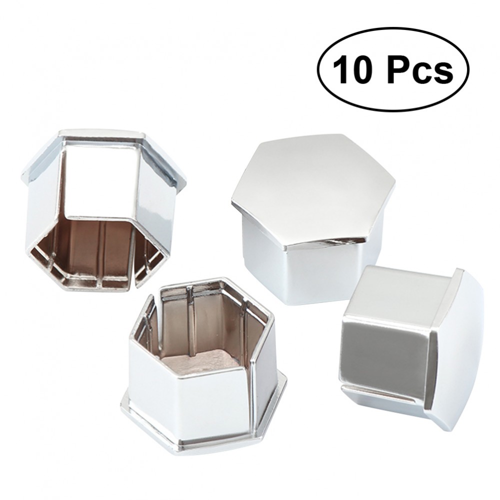 10Pcs Hexagonal Wheel Lug Nut Covers Bolts Covers Screw Protect Caps for Peugeot 307 308 408 206 207 C4L C5 (Silver)