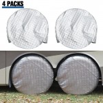 AUDEW 4PCS/Set Aluminum Foil Coated Car Tire Cover For RV Truck Trailer for Camper Motorhome GTC3Hx2 Waterproof Wheel Cover