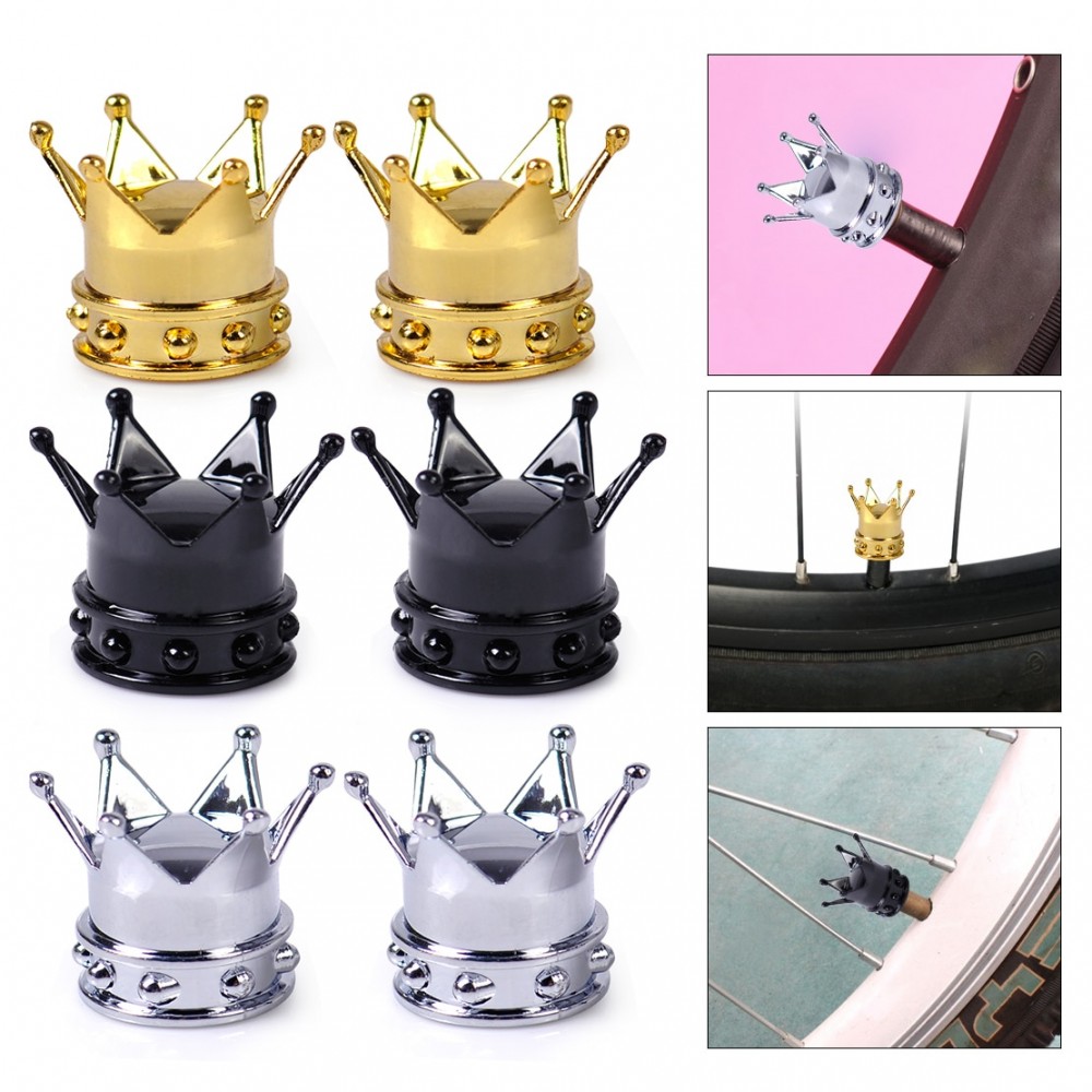 DWCX 2pcs Motorcycle Bicycles Crown Tyre Tire Wheel Valve Stems Air Dust Cover Cap for Harley Honda Kawasaki Yamaha Suzuki ATV