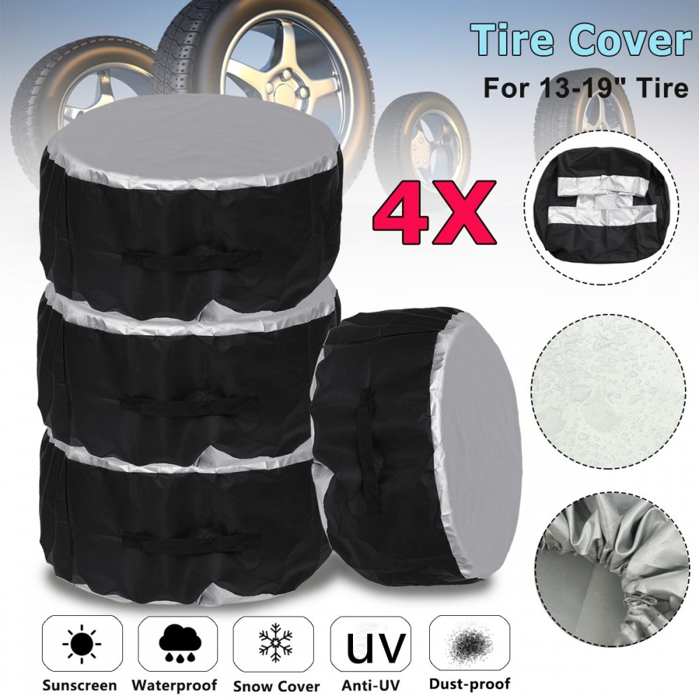 4Pcs Universal 13-19inch Car SUV Tire Cover Case Spare Tire Wheel Bag Tyre Spare Storage Cover Tote Polyester Oxford Cloth