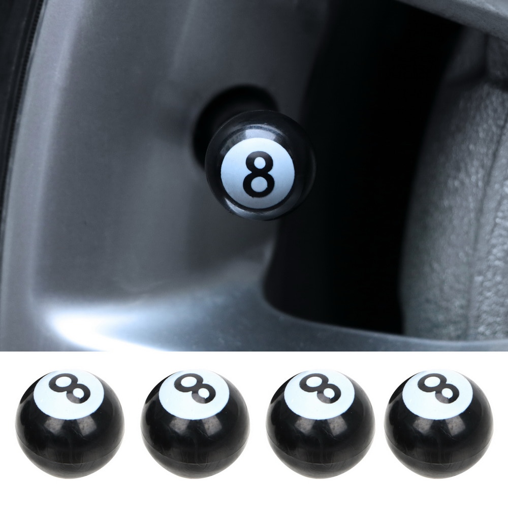 4PCS Universal Car Tire Air Valve Caps Tyre Air Valve Stem Caps for Motorcycle Bikes Wheels Rims Covers Black NO.8 Balls Caps