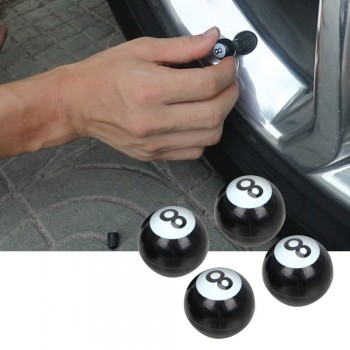 4PCS Universal Car Tire Air Valve Caps Tyre Air Valve Stem Caps for Motorcycle Bikes Wheels Rims Covers Black NO.8 Balls Caps