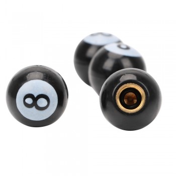 4PCS Universal Car Tire Air Valve Caps Tyre Air Valve Stem Caps for Motorcycle Bikes Wheels Rims Covers Black NO.8 Balls Caps