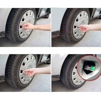 4pcs Set Tyre Pressure Gauge Tool Wheel Tire Pressure Indicator Valve Stem Caps