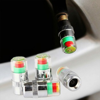 4pcs Set Tyre Pressure Gauge Tool Wheel Tire Pressure Indicator Valve Stem Caps