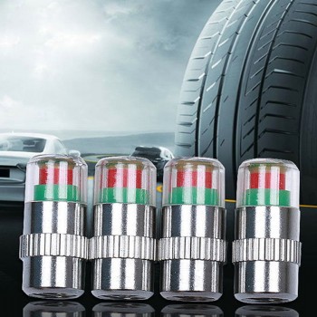 4pcs Set Tyre Pressure Gauge Tool Wheel Tire Pressure Indicator Valve Stem Caps