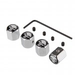 4Pcs/Set White Punisher Skull Logo Anti-theft Valve Caps Silver Wheel Tire Stem Air Caps Auto Styling For Toyota Ford Chevrolet