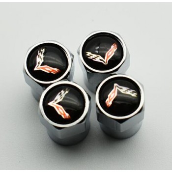 4pcs Hexagon Car Tire Valve Caps Corvette logo Dust Cover motorcycle Bicycle Wheel Tyre Air Valve Caps