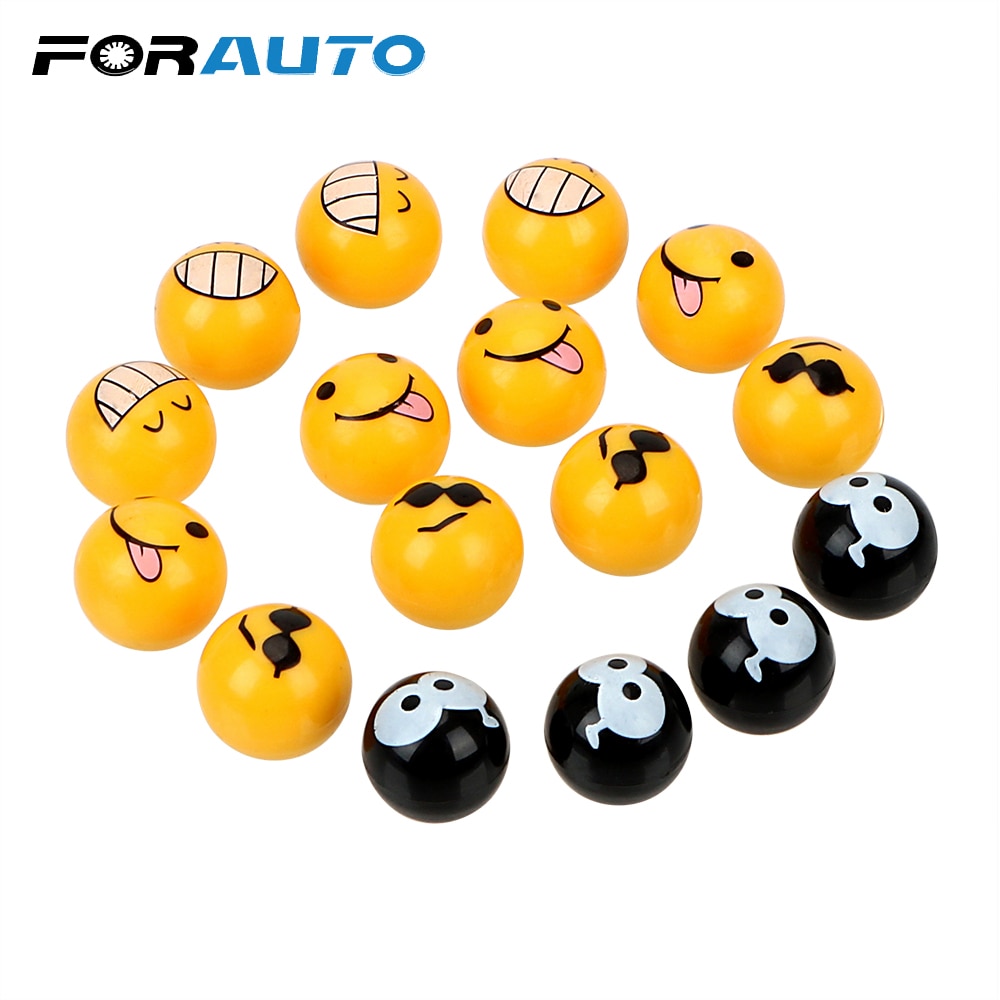 FORAUTO Tire Valve Caps Universal Car Wheel Dust Covers Auto Replacement Parts Car-styling Air Cap 4 Pieces/Set Cute Face Ball