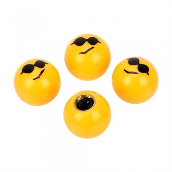 FORAUTO Tire Valve Caps Universal Car Wheel Dust Covers Auto Replacement Parts Car-styling Air Cap 4 Pieces/Set Cute Face Ball