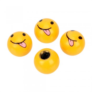 FORAUTO Tire Valve Caps Universal Car Wheel Dust Covers Auto Replacement Parts Car-styling Air Cap 4 Pieces/Set Cute Face Ball