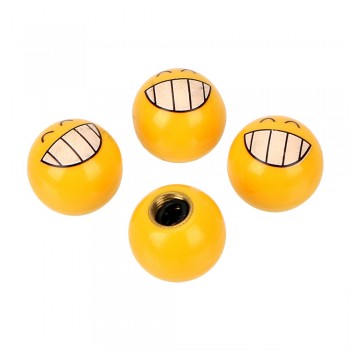 FORAUTO Tire Valve Caps Universal Car Wheel Dust Covers Auto Replacement Parts Car-styling Air Cap 4 Pieces/Set Cute Face Ball