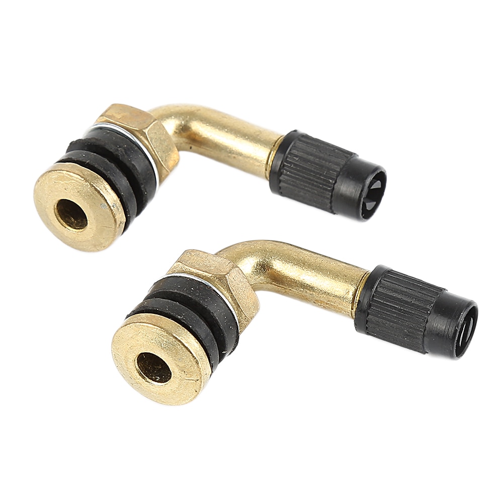 Liplasting 2pcs Tire Tyre Valve Stem Brass 90 Degree CNC Aluminium Alloy For All Car Truck