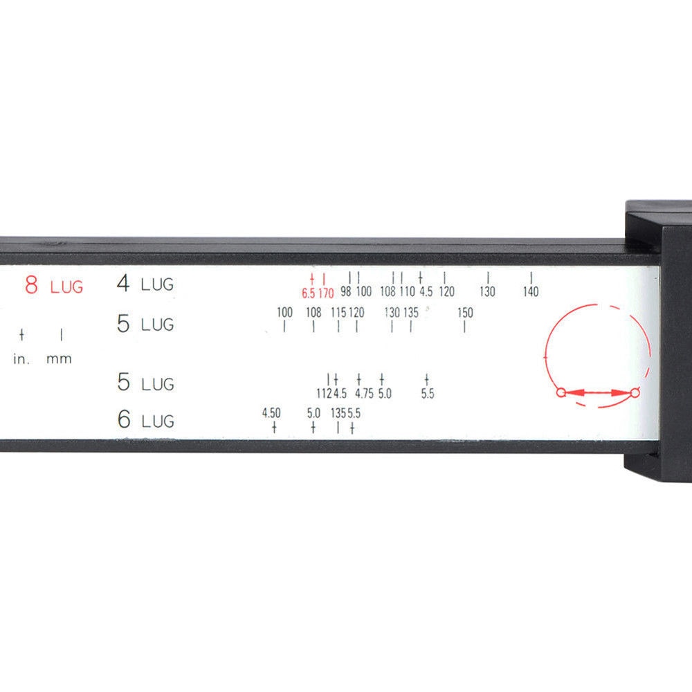 4 5 6 8 Lug PCD Gauge Ruler Rim Car Wheel Bolt Pattern Measuring Gauge Tool