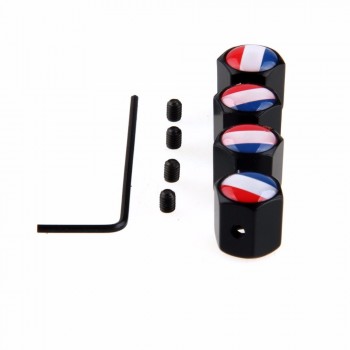 POSSBAY 4Pcs/set Theftproof  France Flag Car Wheel Tire Valves Tyre Stem Air Caps Airtight Cover Black Tire Valve Cap
