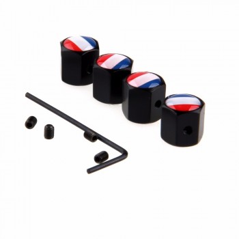 POSSBAY 4Pcs/set Theftproof  France Flag Car Wheel Tire Valves Tyre Stem Air Caps Airtight Cover Black Tire Valve Cap