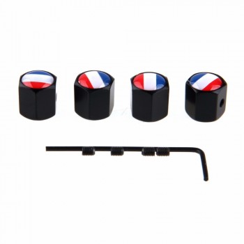 POSSBAY 4Pcs/set Theftproof  France Flag Car Wheel Tire Valves Tyre Stem Air Caps Airtight Cover Black Tire Valve Cap