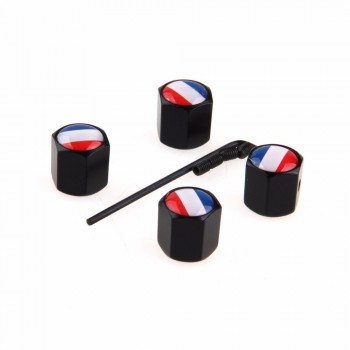 POSSBAY 4Pcs/set Theftproof  France Flag Car Wheel Tire Valves Tyre Stem Air Caps Airtight Cover Black Tire Valve Cap