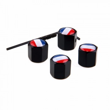 POSSBAY 4Pcs/set Theftproof  France Flag Car Wheel Tire Valves Tyre Stem Air Caps Airtight Cover Black Tire Valve Cap