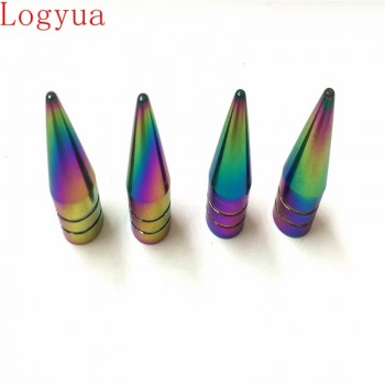 4pcs/lot  Aluminum Colorful Car Wheel Tire Valve Caps Rainbow  Tire Anti-dust Cap For  Cone Design Cars
