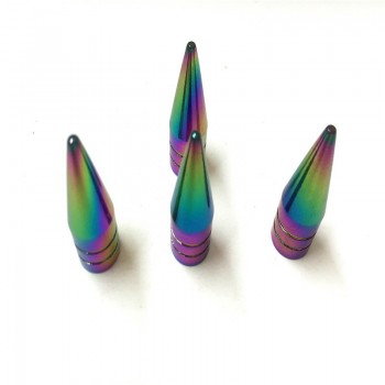 4pcs/lot  Aluminum Colorful Car Wheel Tire Valve Caps Rainbow  Tire Anti-dust Cap For  Cone Design Cars