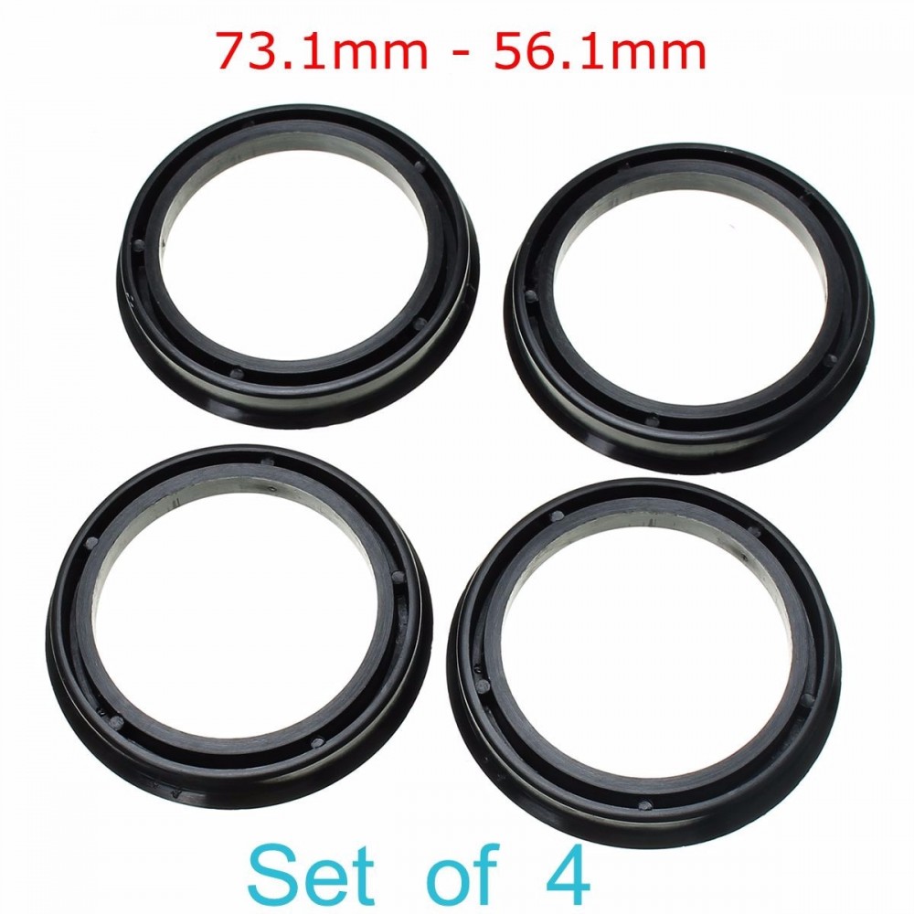 1Set 4 73.1mm - 56.1mm Wheel Center Collar Hub Centric Ring For Subaru Black Plastic