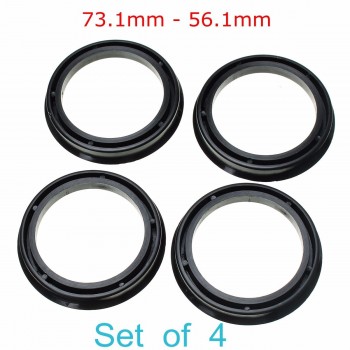 1Set 4 73.1mm - 56.1mm Wheel Center Collar Hub Centric Ring For Subaru Black Plastic