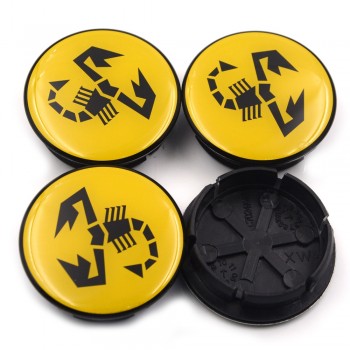 Gzhengtong 4pcs/lot 50mm (44mm) For 500 Abarth Wheel Hub Center Black Caps for Fiat Abarth Marea Multipla Punto Yellow Scorpion