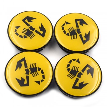 Gzhengtong 4pcs/lot 50mm (44mm) For 500 Abarth Wheel Hub Center Black Caps for Fiat Abarth Marea Multipla Punto Yellow Scorpion