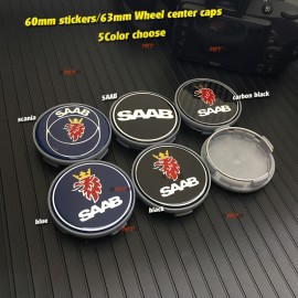 4pcs 60/62/63mm for Saab 9-3 9-5 9-2x 9-5x 9-4x 9-7x 9000 sAAB Car Wheel Center Hub Cap 2.36 sticker decals blue/carbon black